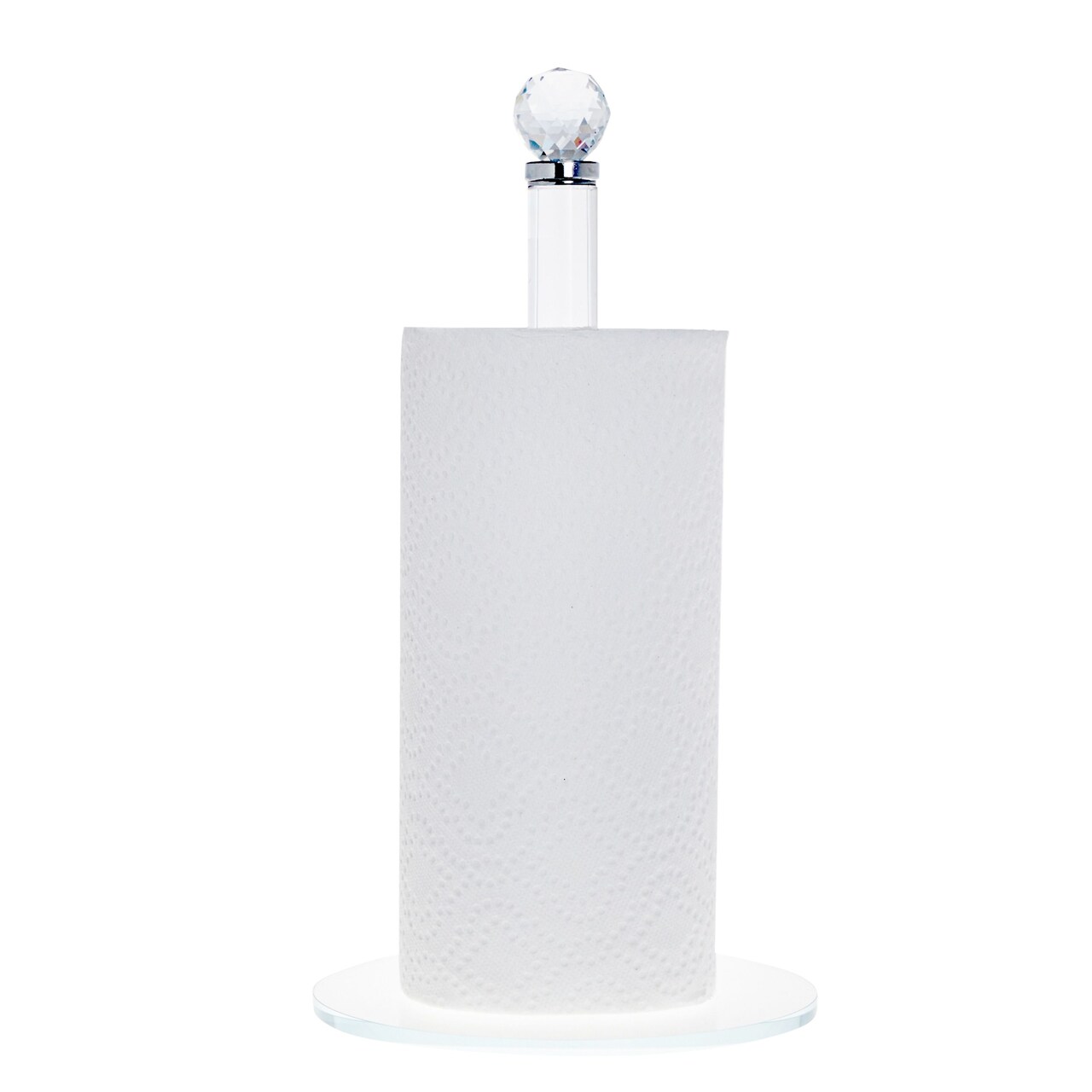 Crystal Paper Towel Holder Stand for Kitchen Countertops, Tall Clear Roll  Dispenser (15.2 x 8.5 In)